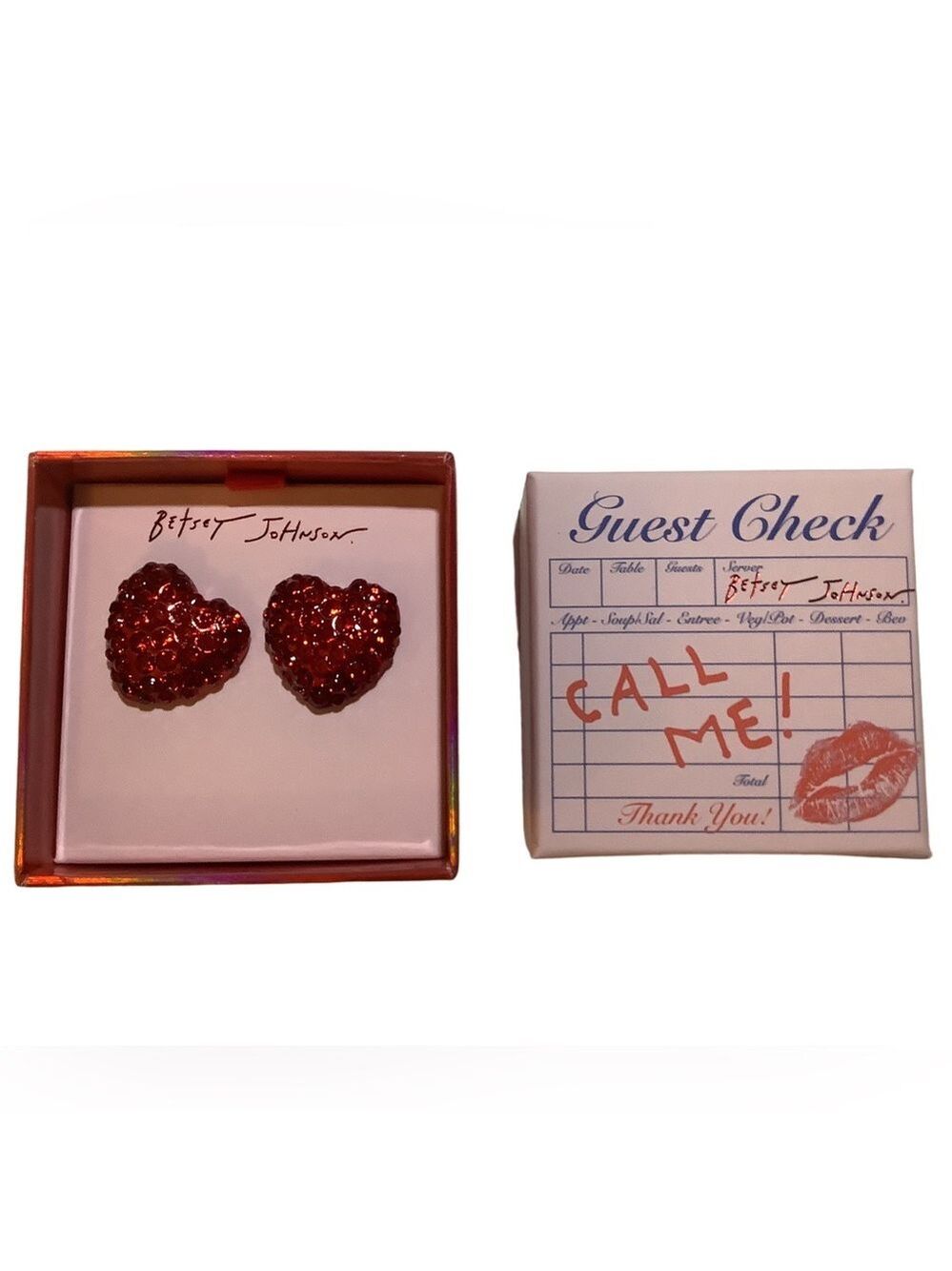 Betsey Johnson Love Spell Pave Crystal Heart Earrings New